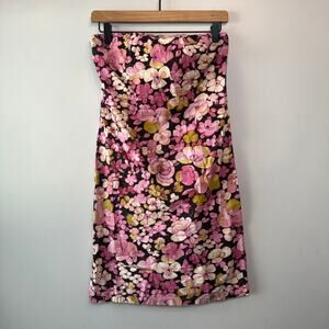 Vintage Peep Studio Women's Multi Floral Print Strapless Mini Dress Size 9